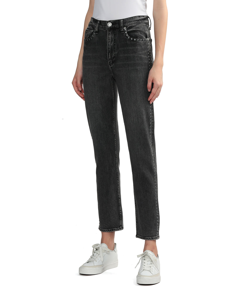 Stud embellished jeans