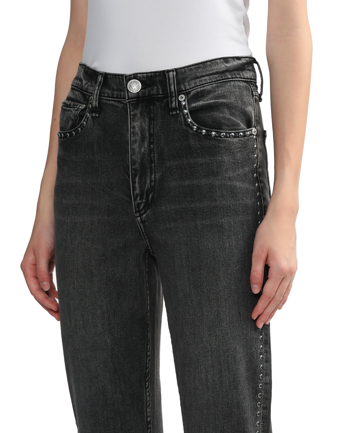 Stud embellished jeans