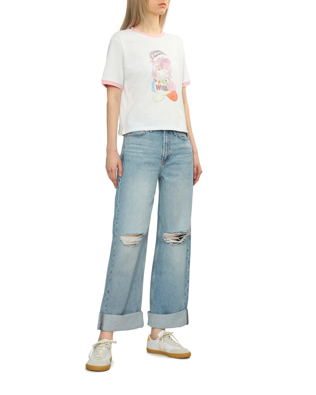 Ripped wide jeans