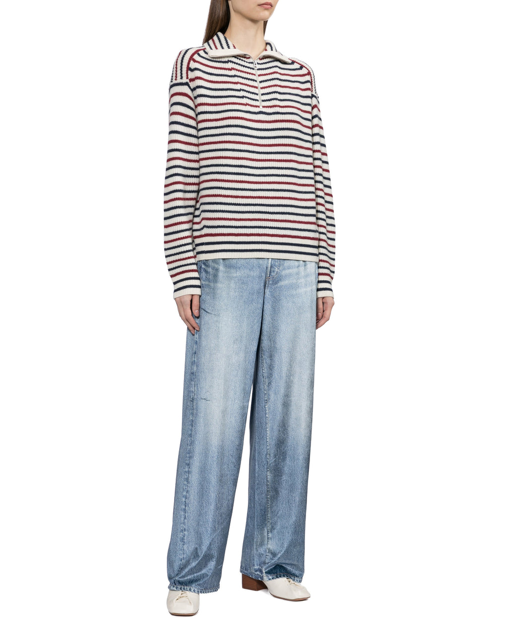 Half zip striped jumper