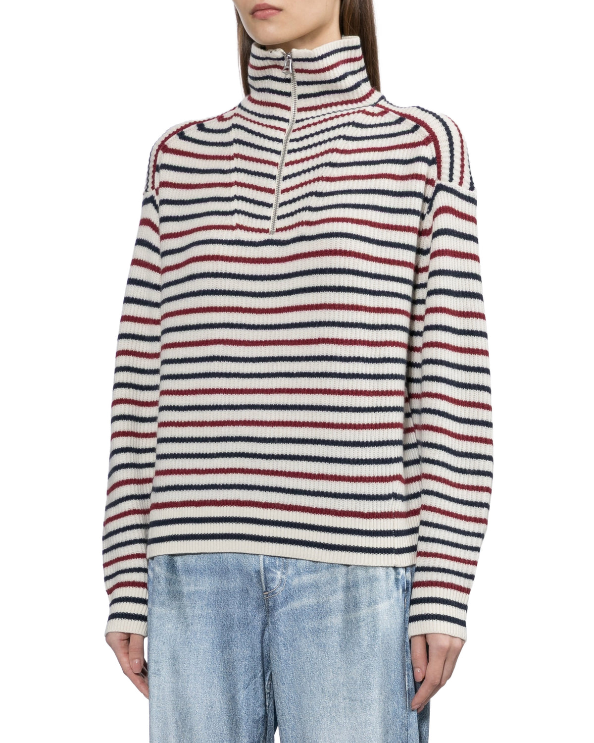 Half zip striped jumper