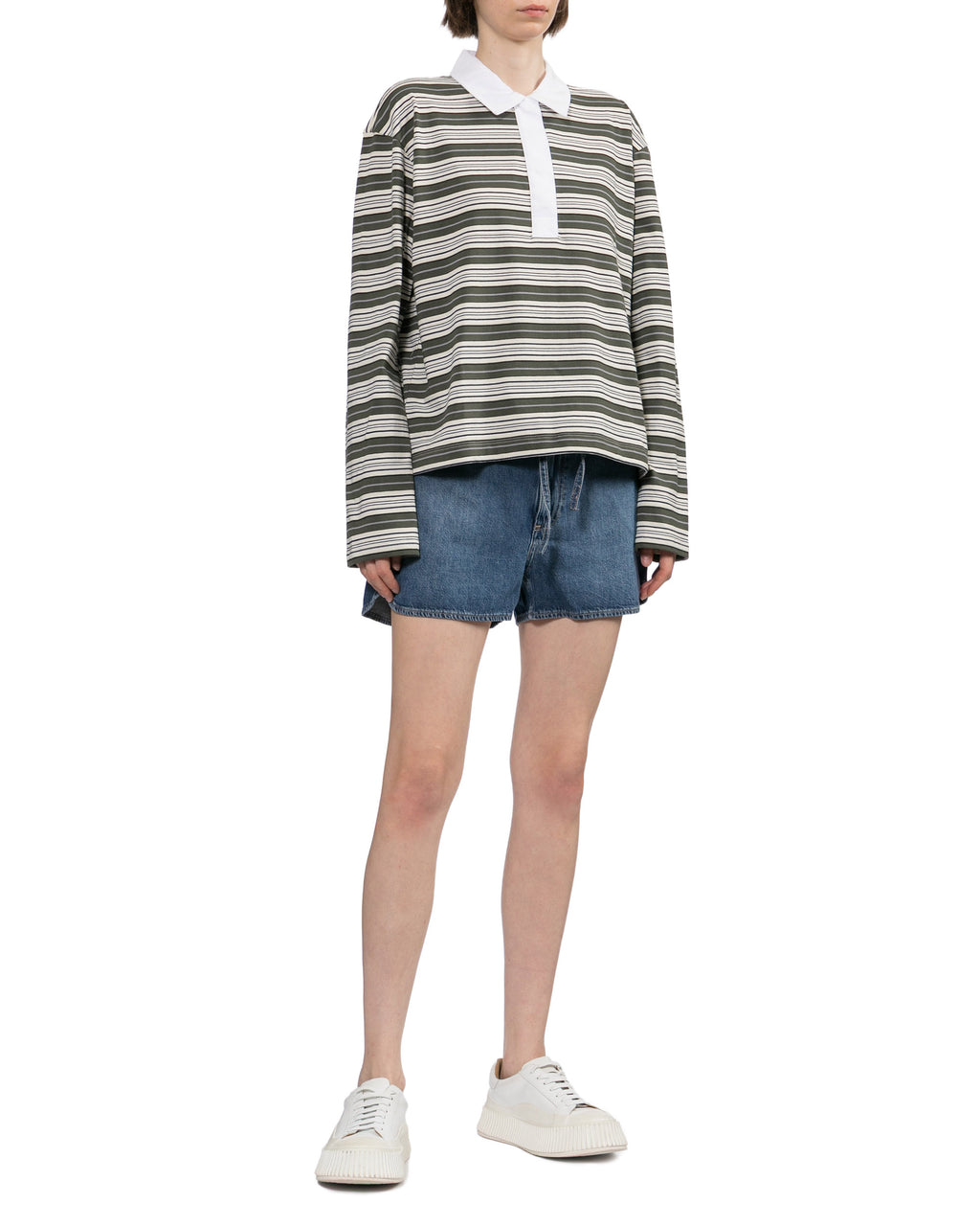 Kelly boxy striped long sleeve polo