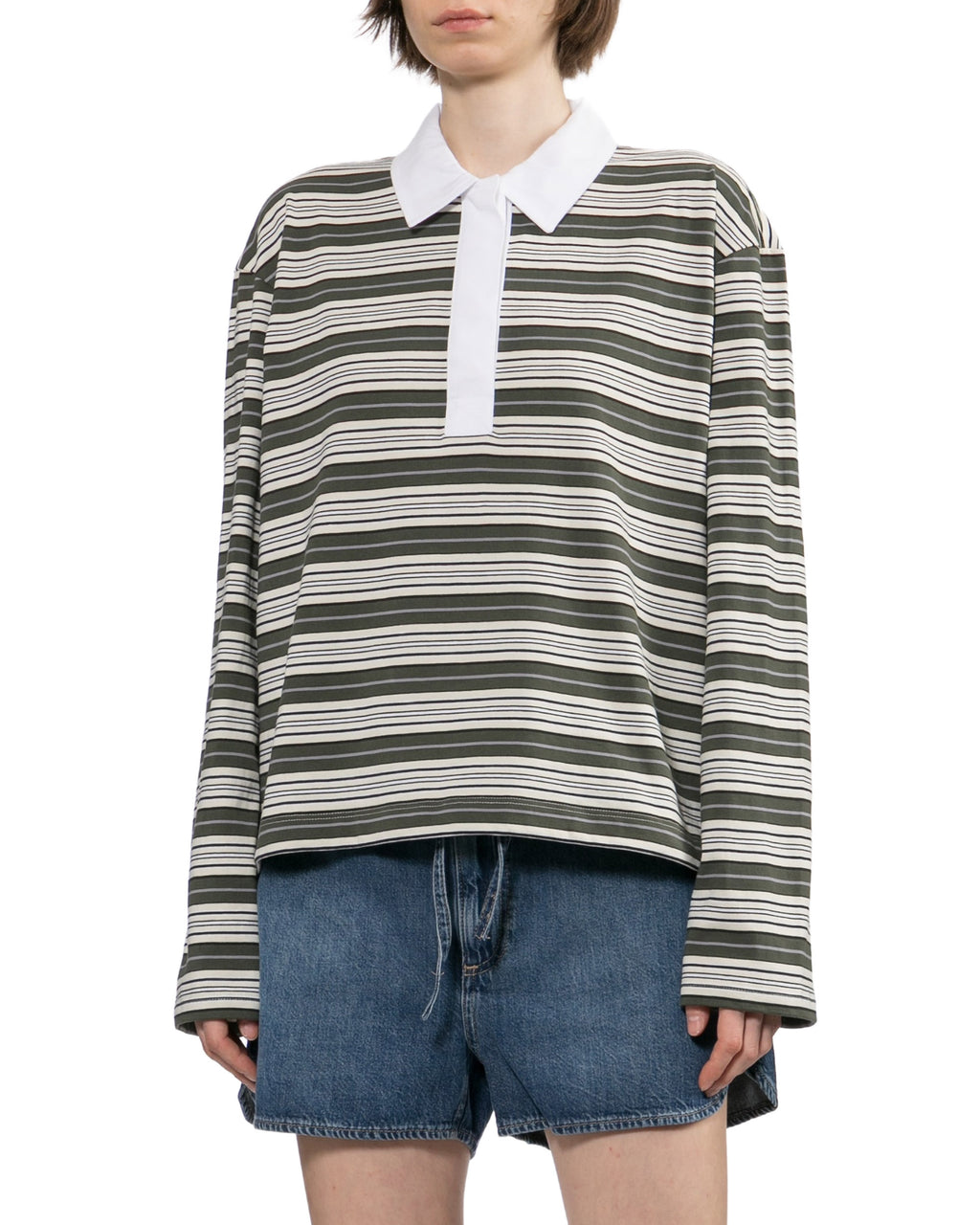 Kelly boxy striped long sleeve polo