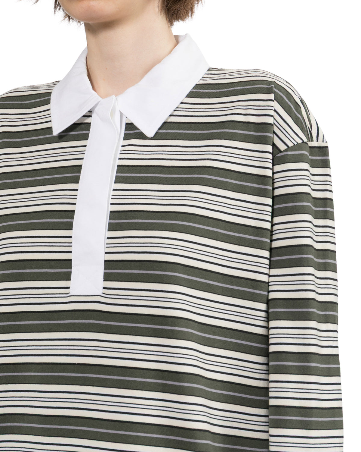 Kelly boxy striped long sleeve polo