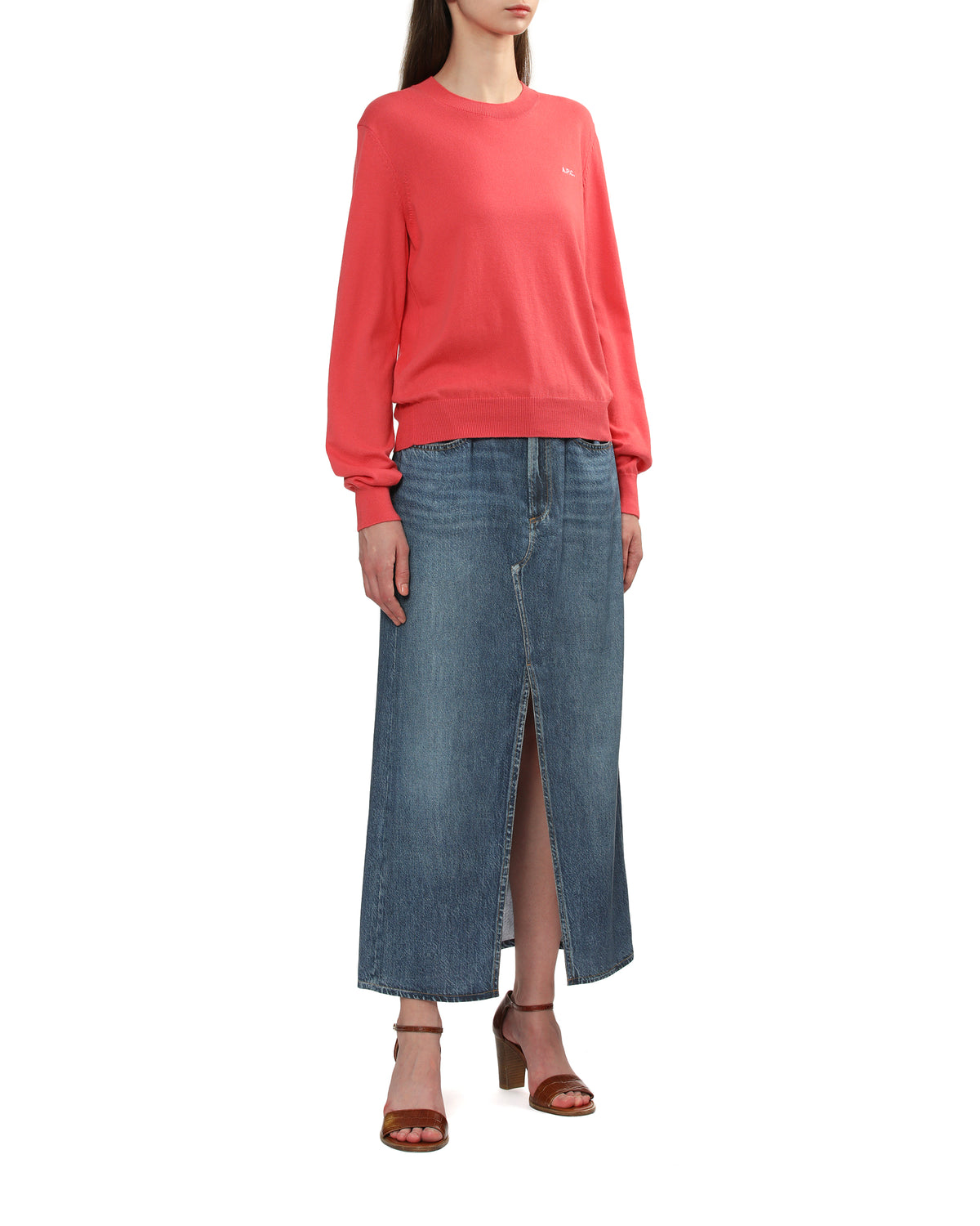 Denim midi skirt