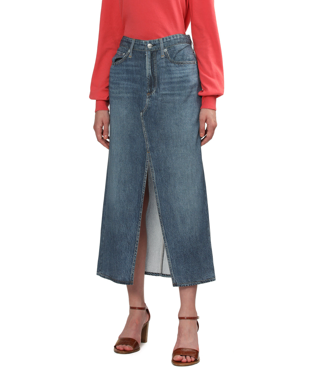 Denim midi skirt