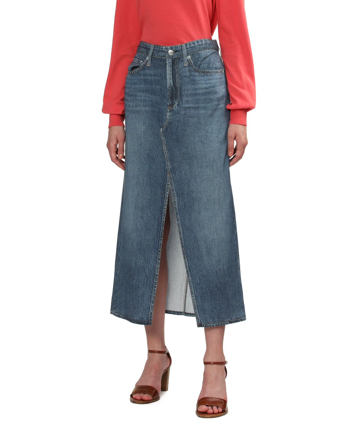 Denim midi skirt
