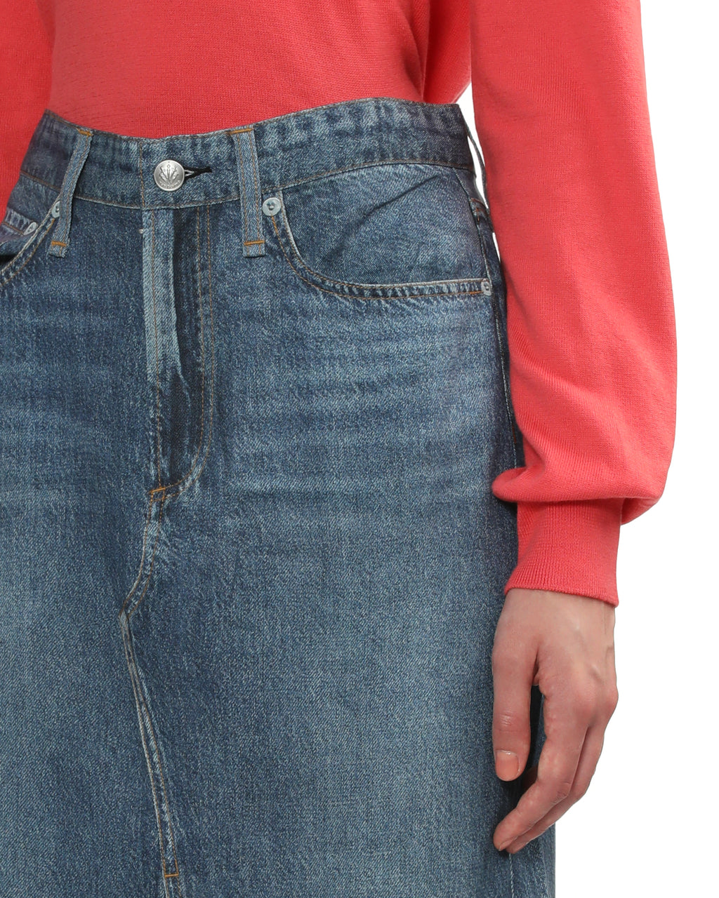 Denim midi skirt