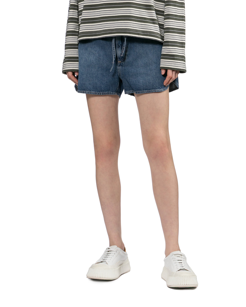 Drawstring denim shorts