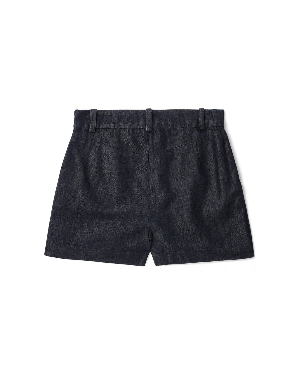 Pleated denim shorts