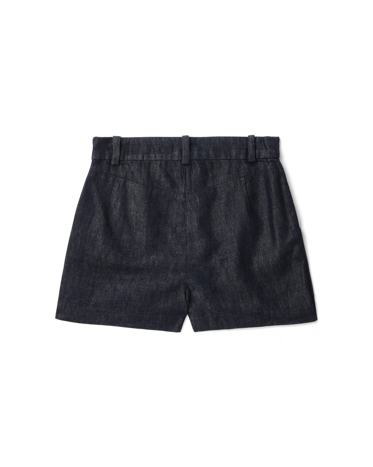Pleated denim shorts