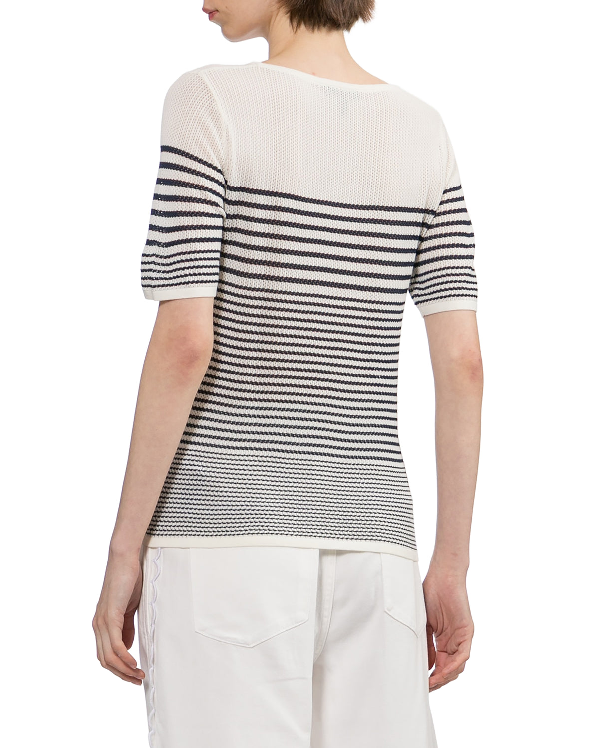 Daisy striped short sleeve sweater