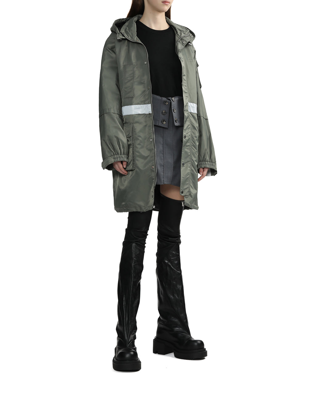 Contrasting strap detail coat