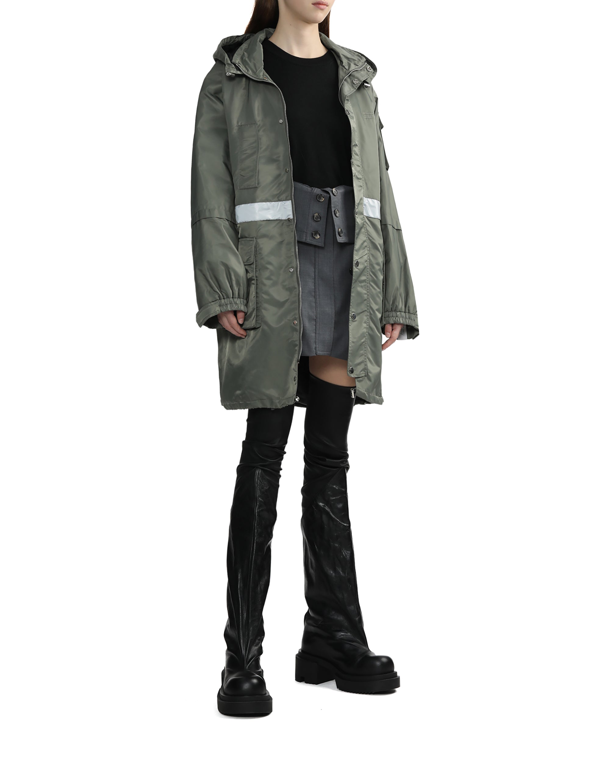 Contrasting strap detail coat