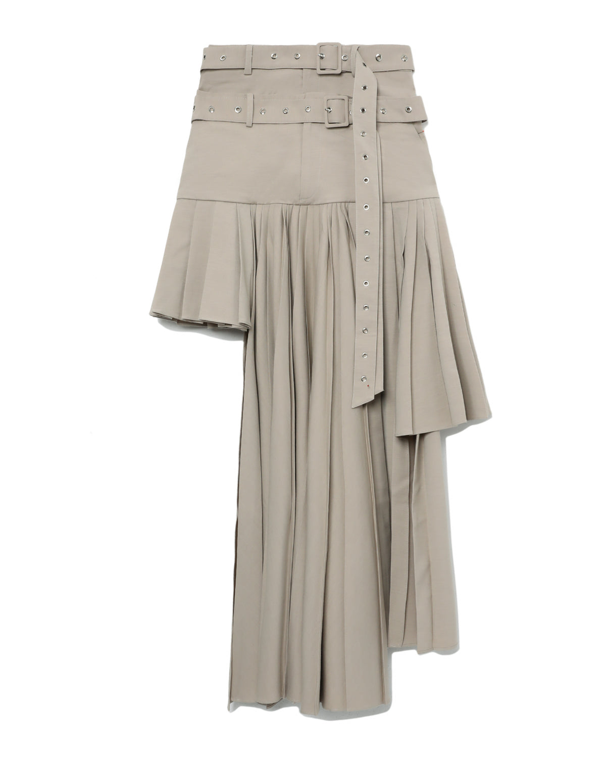 Double-belted pleated skirt