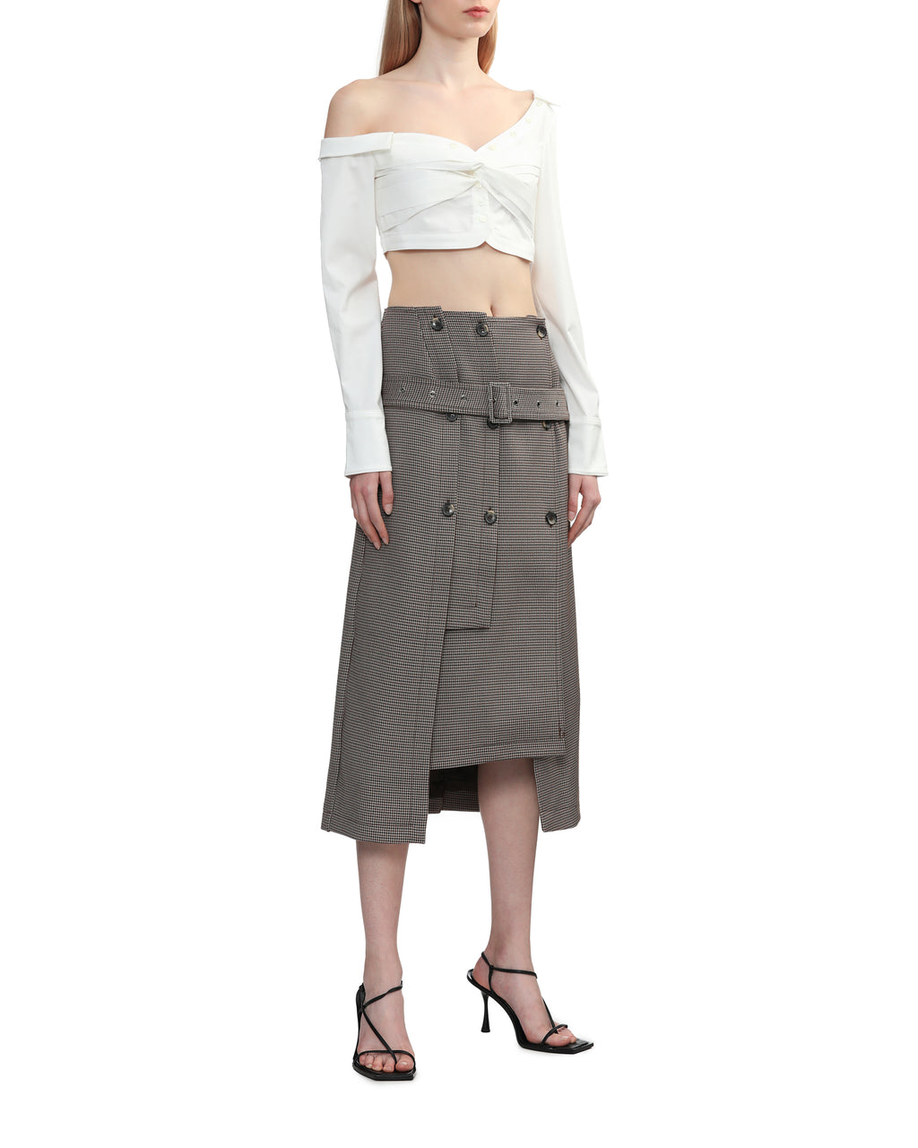 Belted button down skirt
