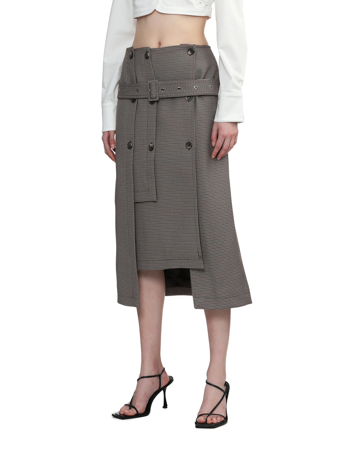 Belted button down skirt
