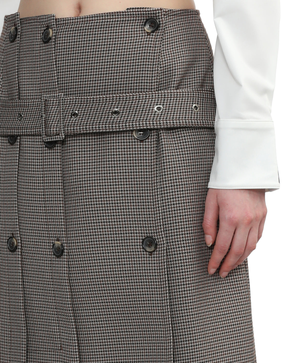 Belted button down skirt