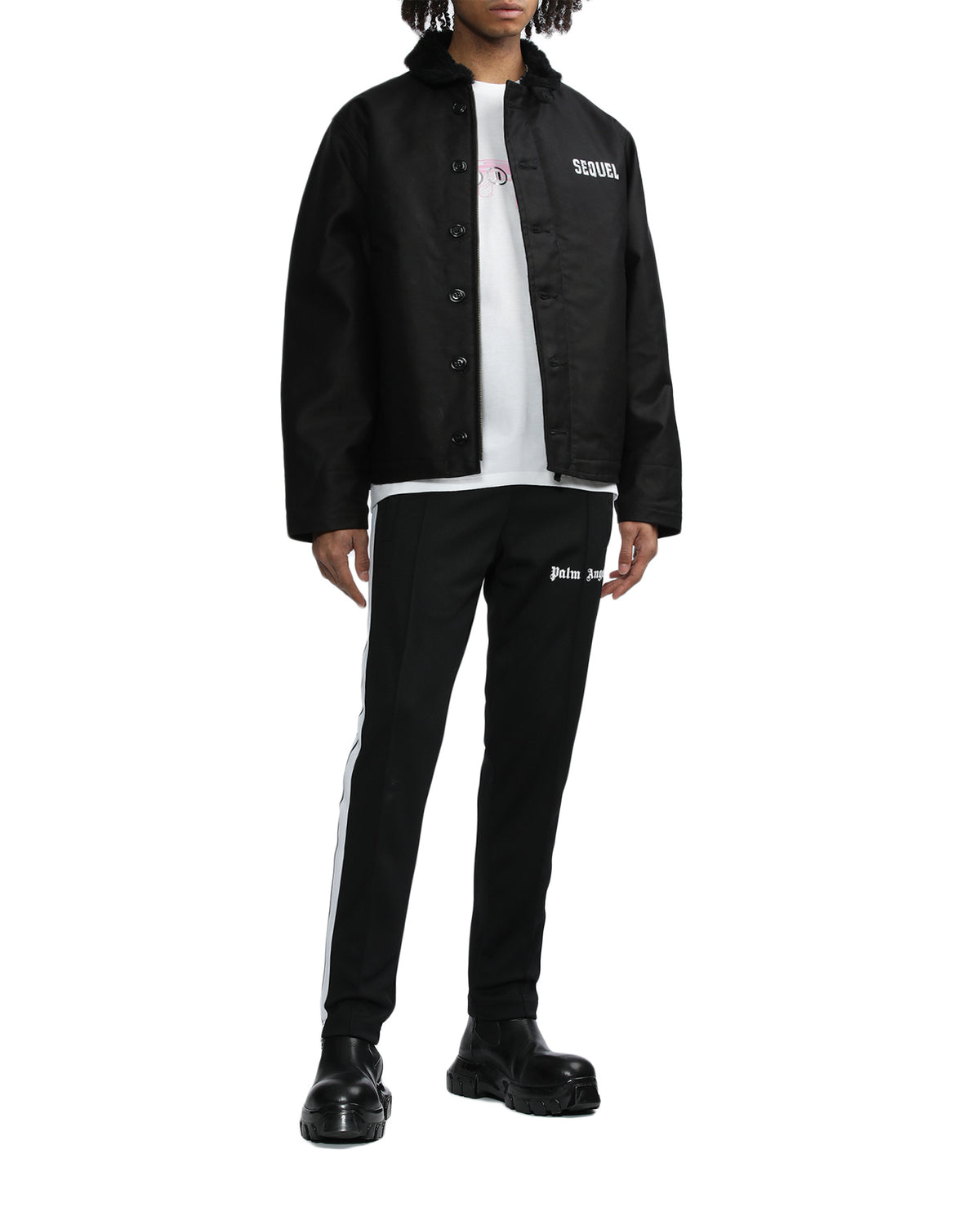Logo shearling-panelled jacket
