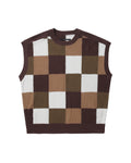 Oversized checkered knit vest