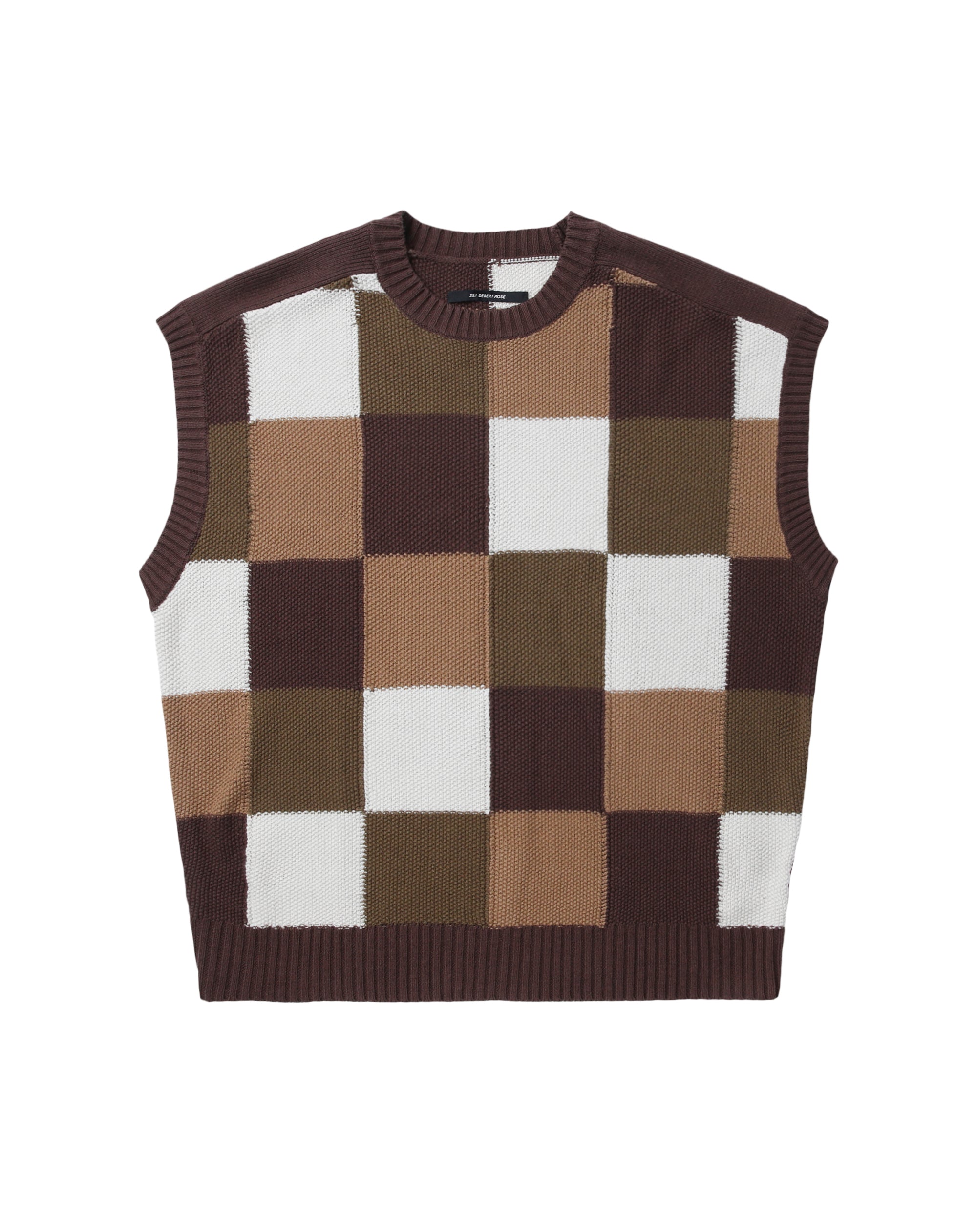 Oversized checkered knit vest
