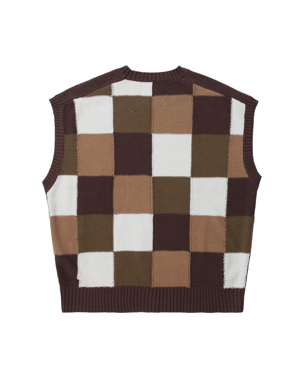 Oversized checkered knit vest