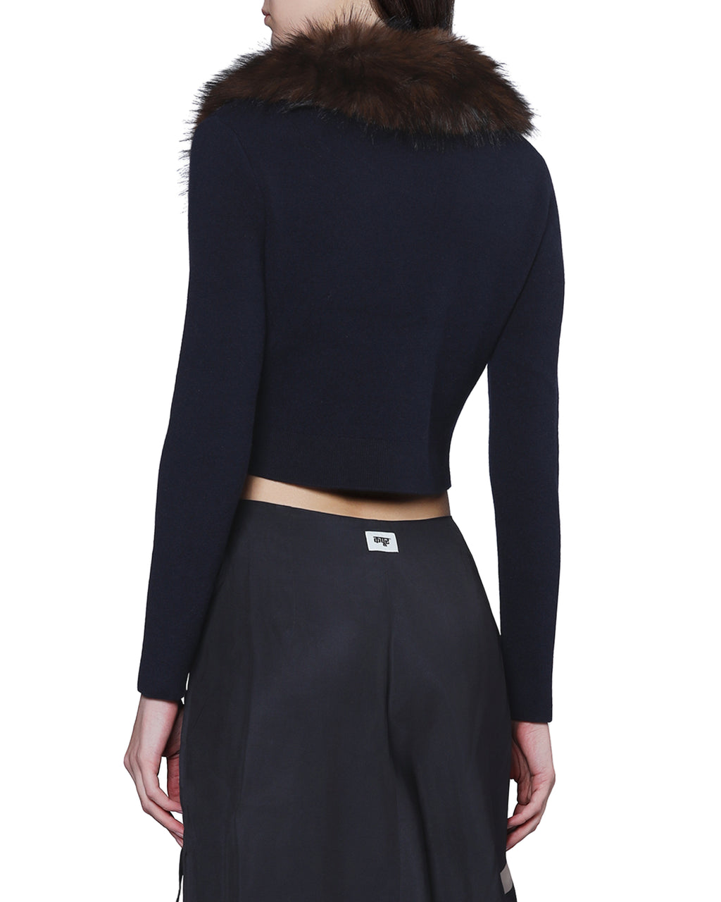 Fur-trim cardigan