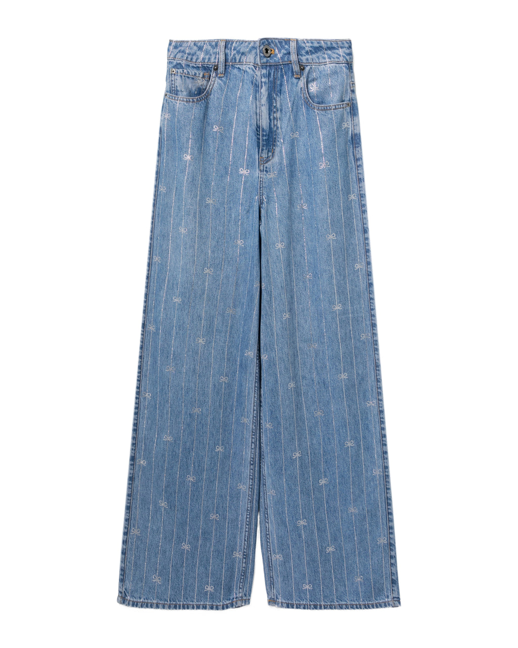 Rhinestone stripe denim jeans