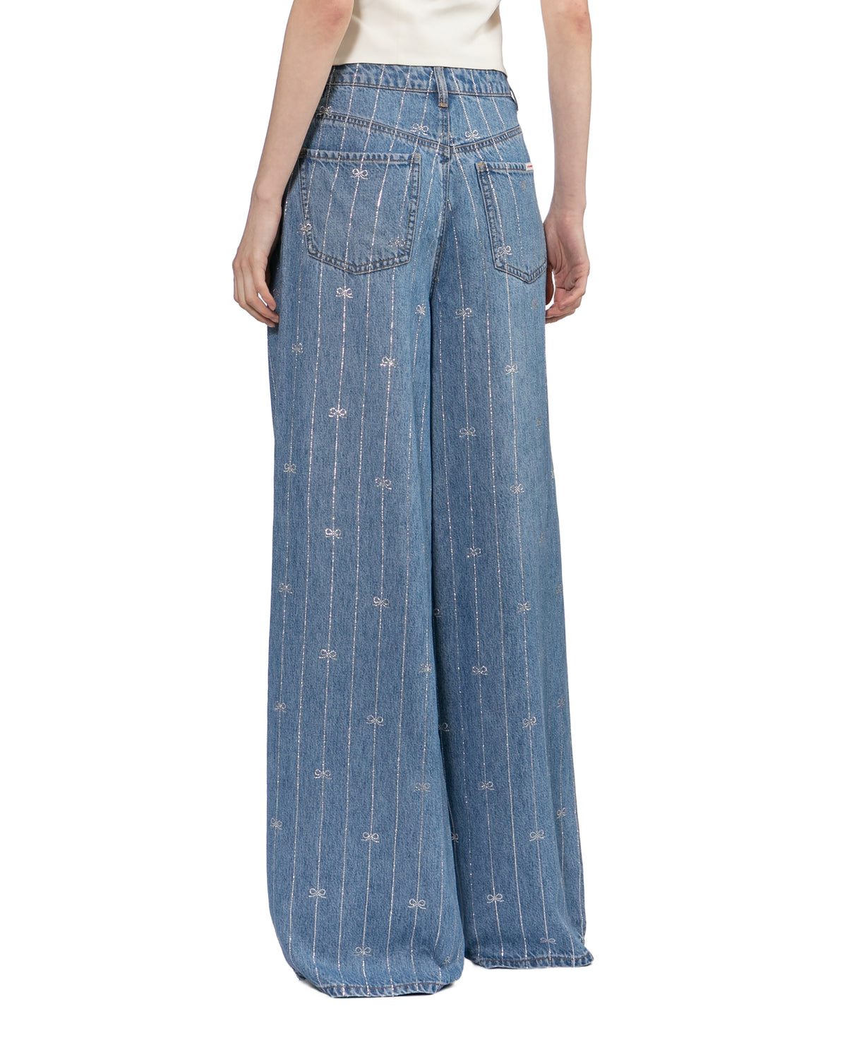 Rhinestone stripe denim jeans