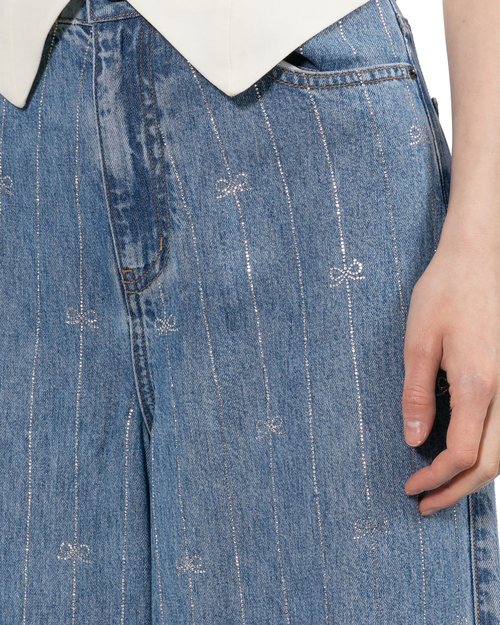 Rhinestone stripe denim jeans