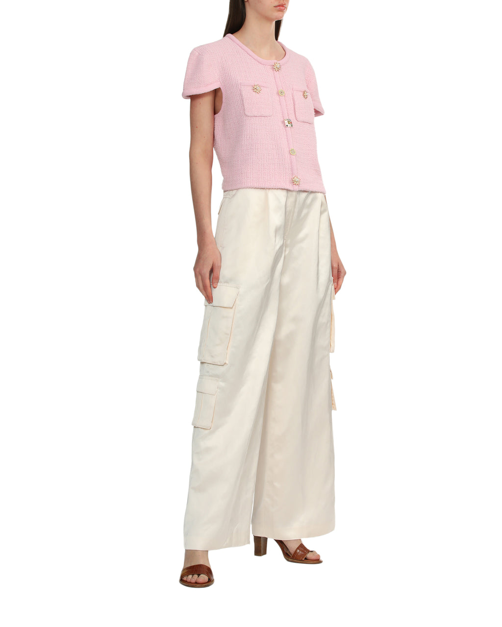 Satin cargo trousers