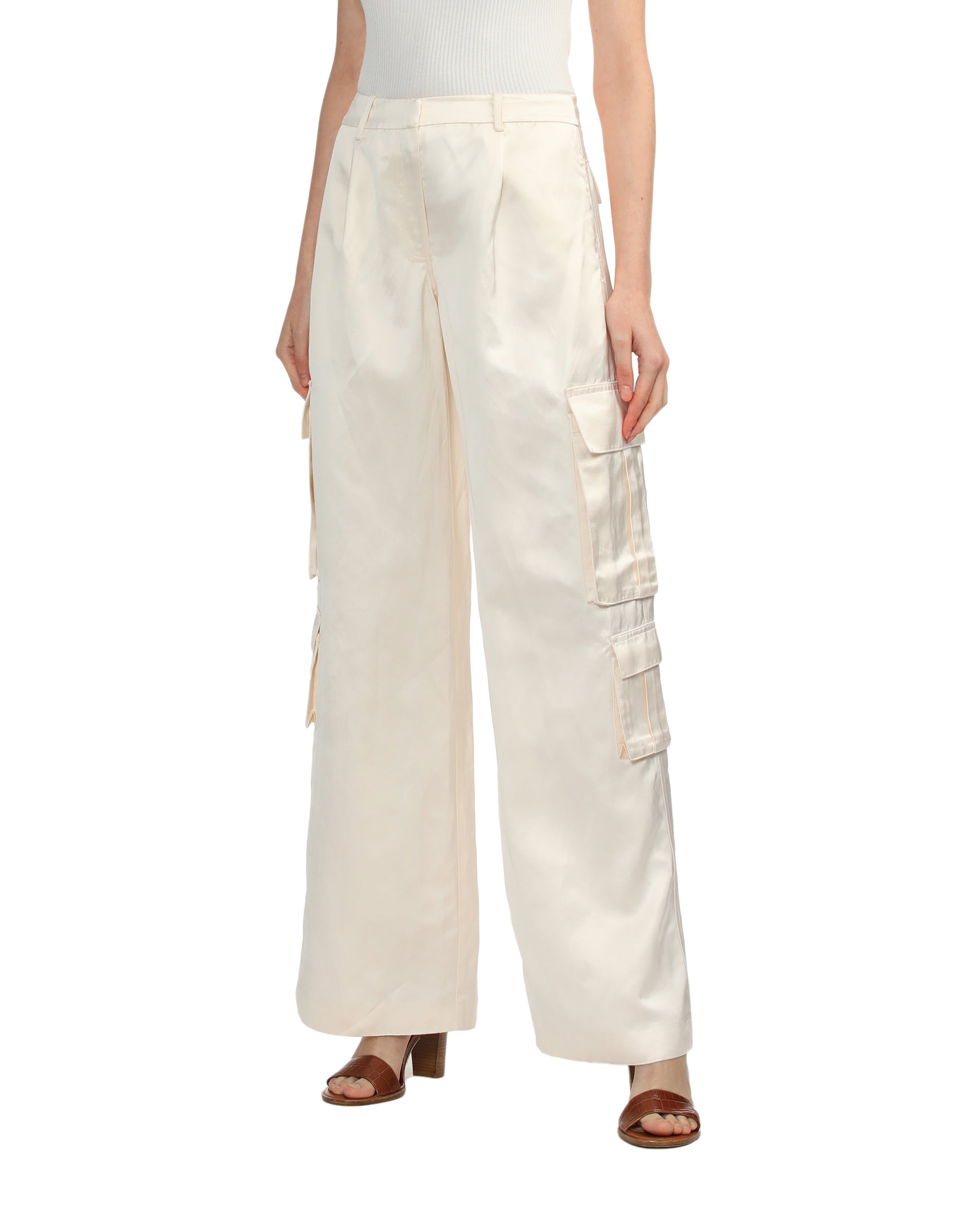 Satin cargo trousers