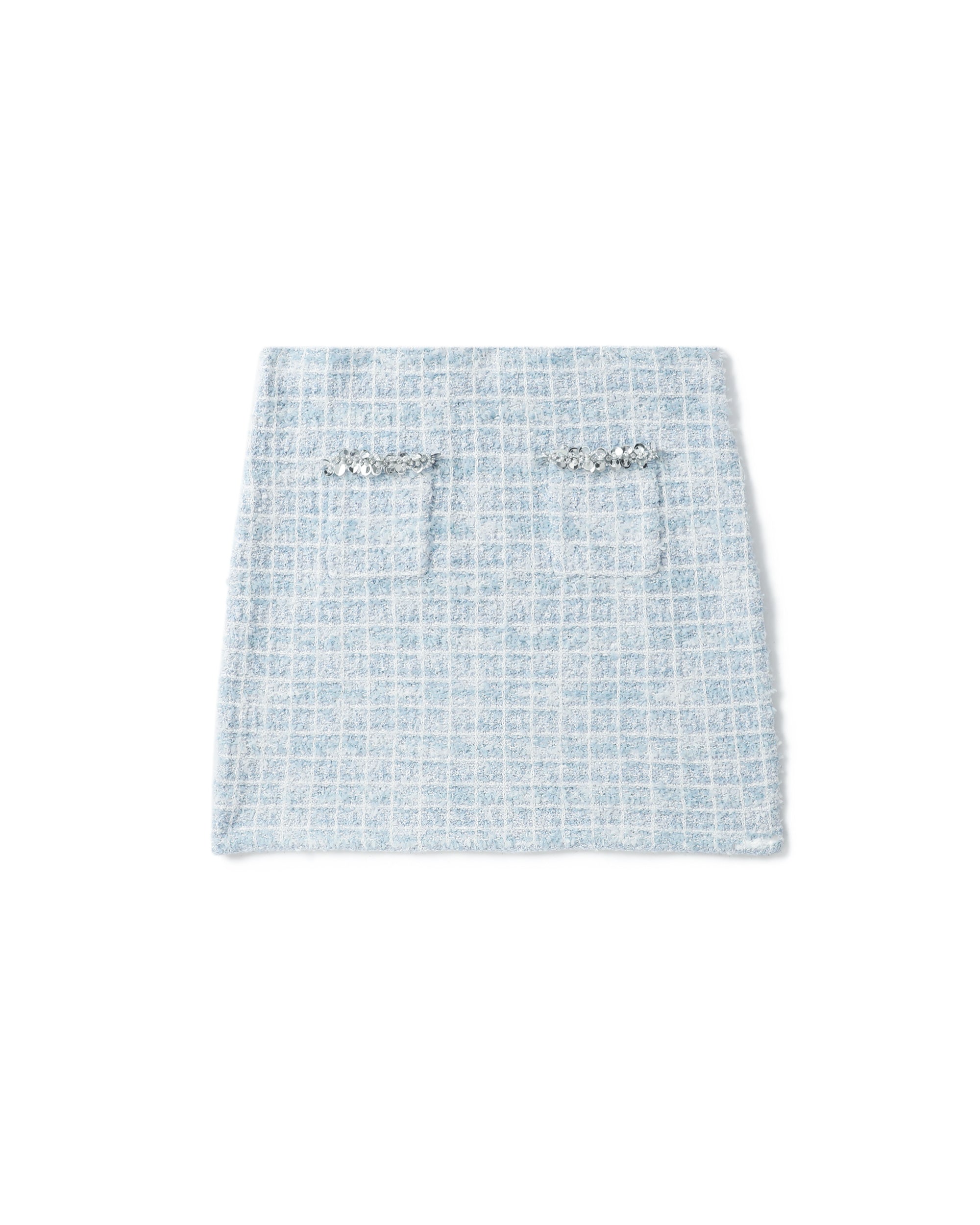 Checked knitted mini skirt