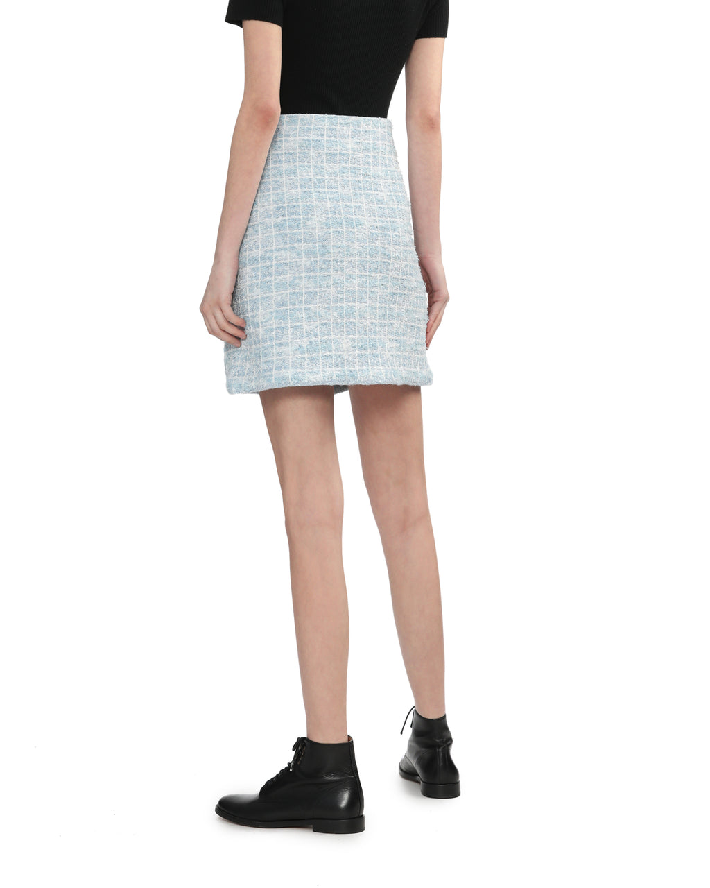 Checked knitted mini skirt