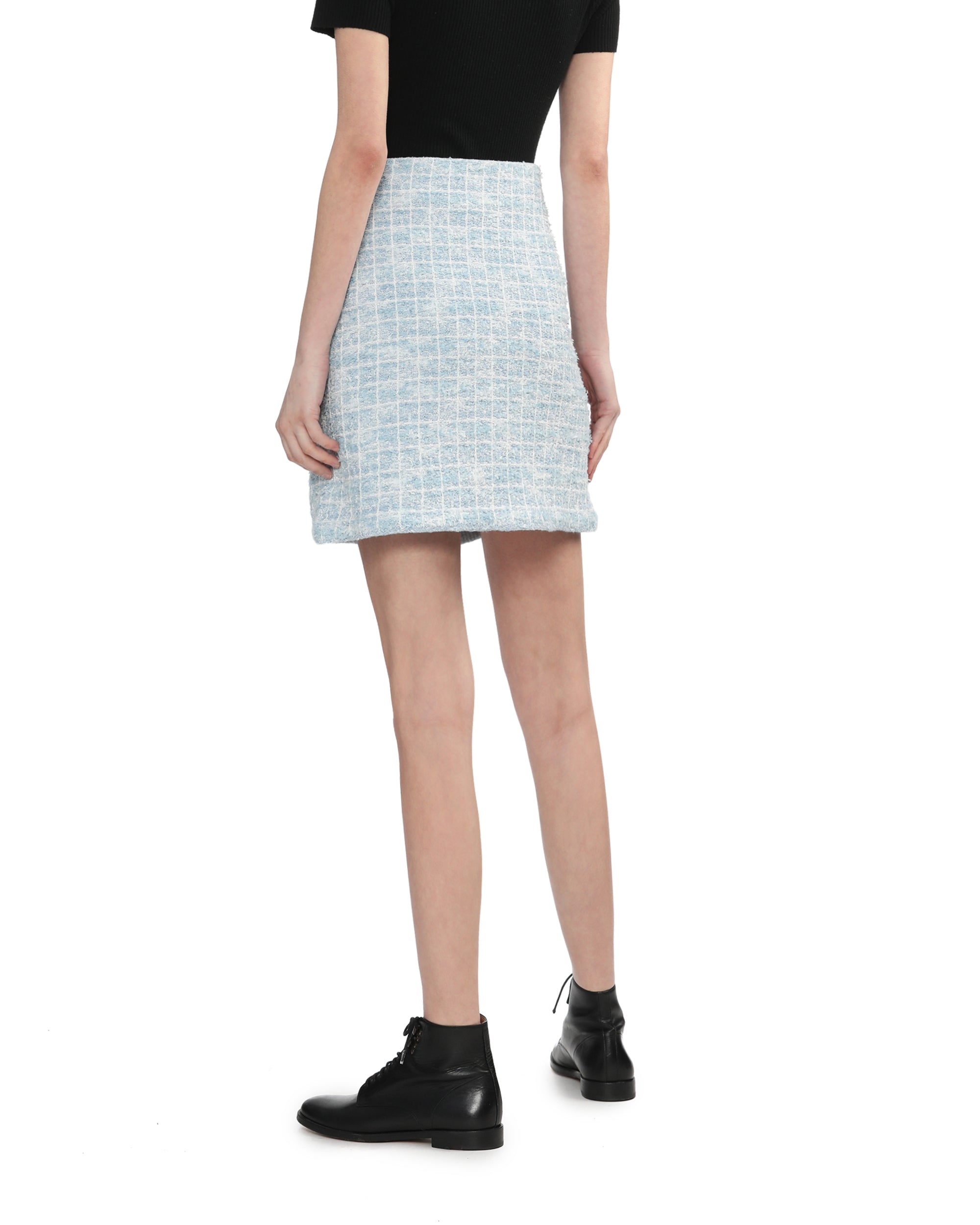 Checked knitted mini skirt