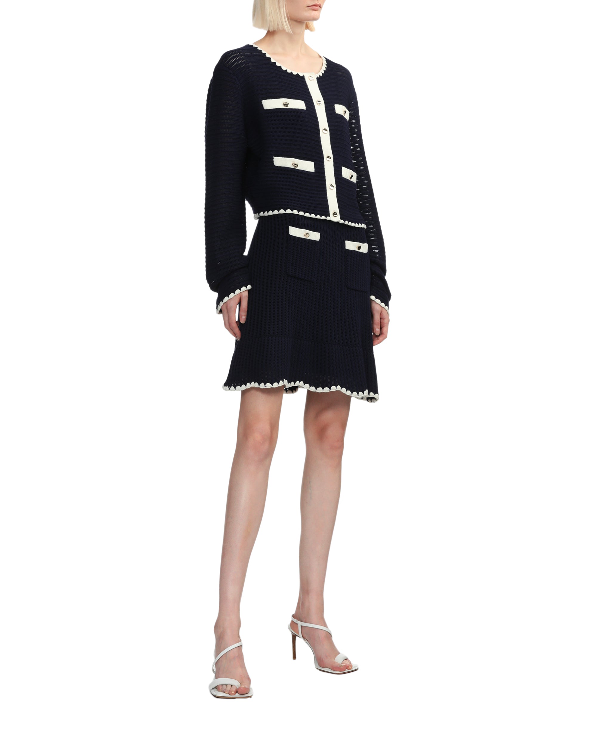 Crochet contrast trim mini skirt