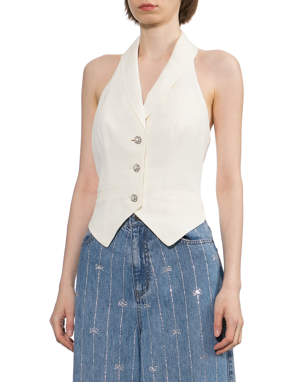 Halter button up top