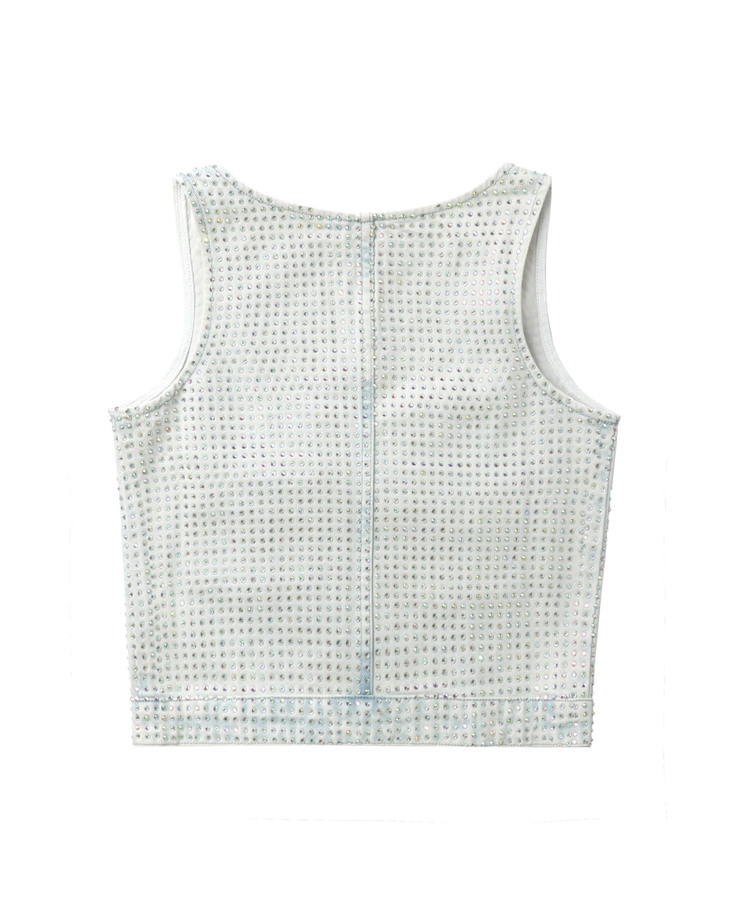 Rhinestone denim cargo top