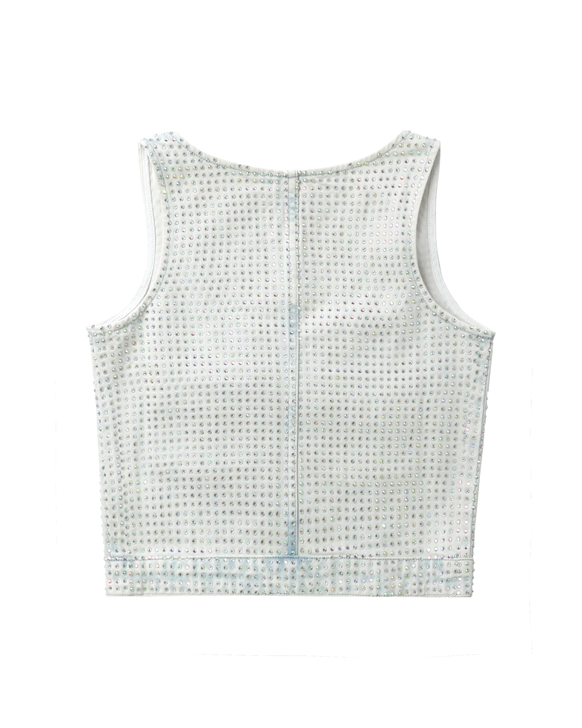 Rhinestone denim cargo top