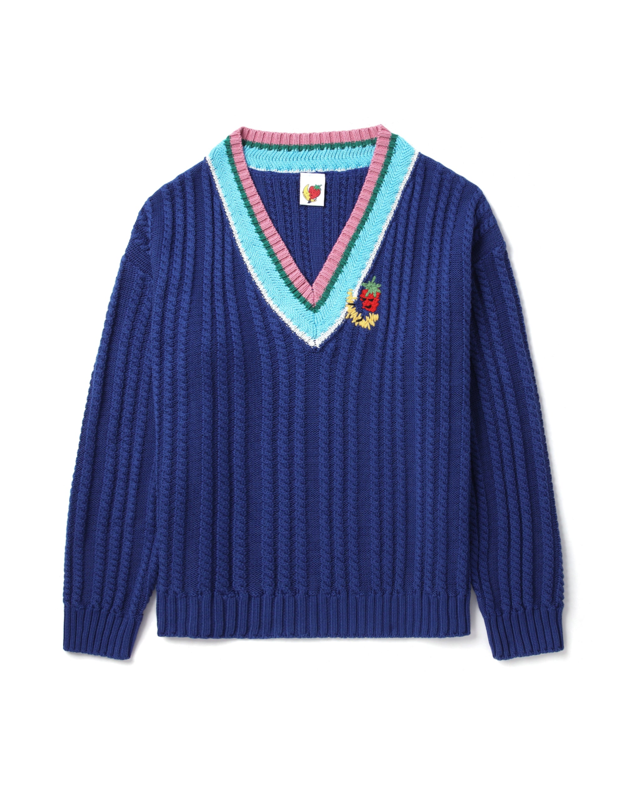 Cable knit V-neck sweater