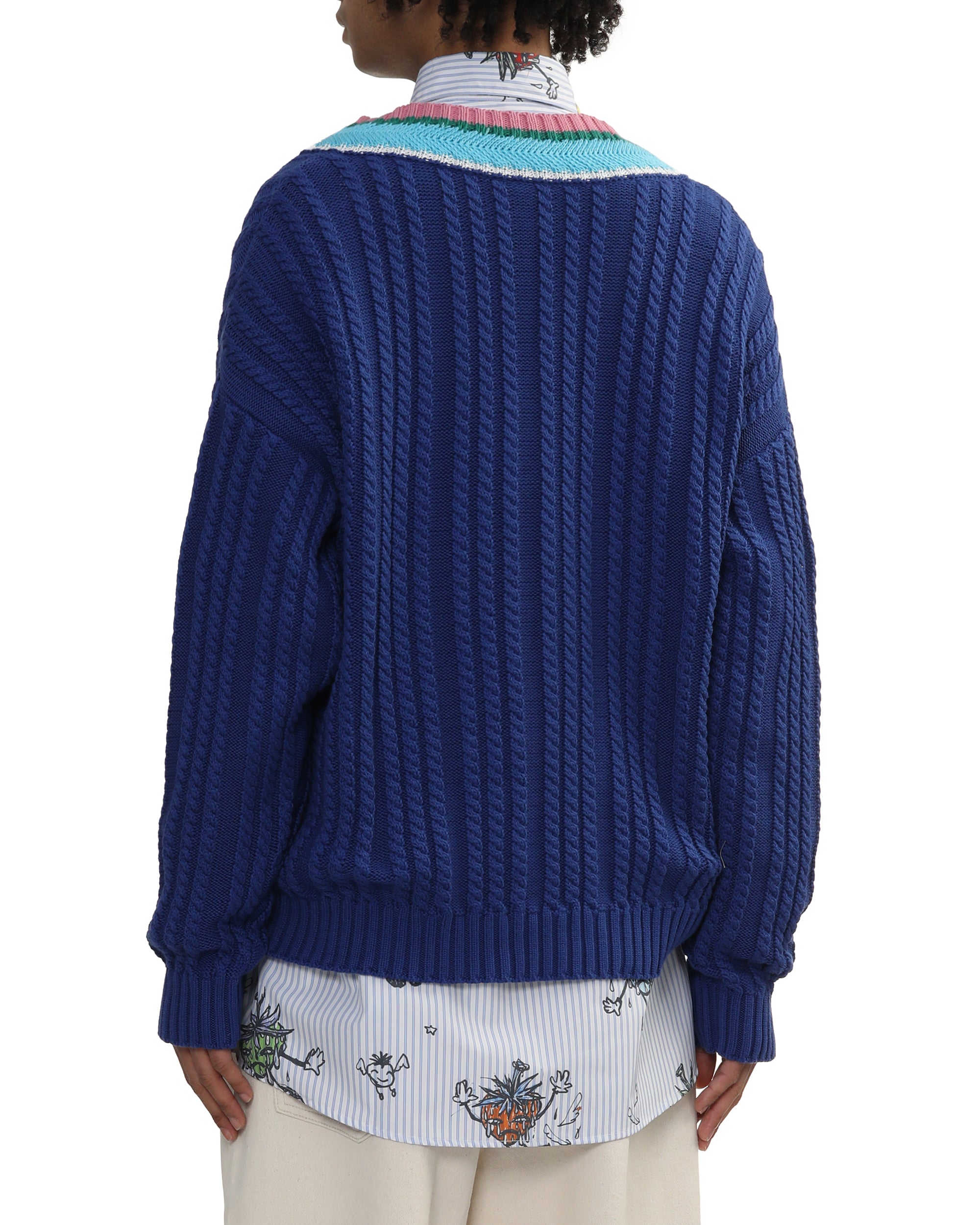 Cable knit V-neck sweater