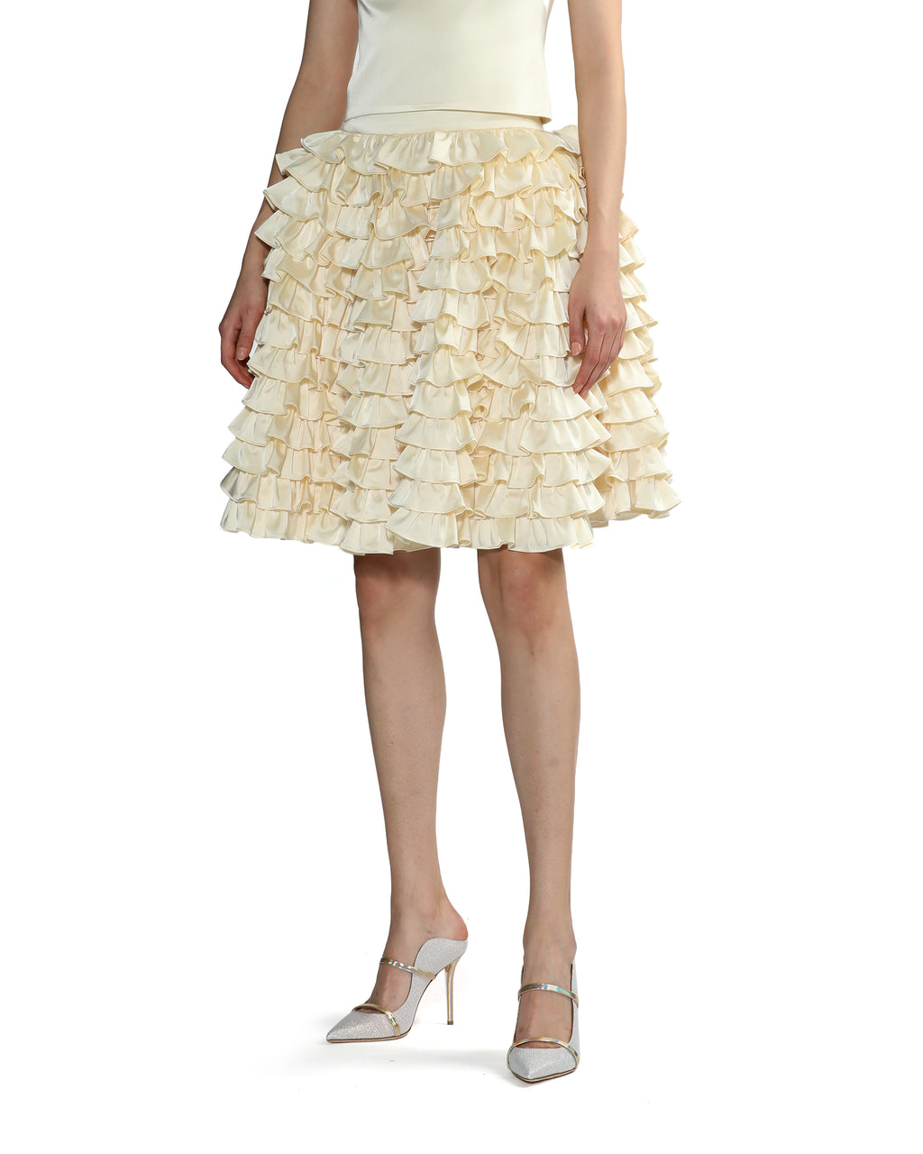 Mercerised ruffle skirt