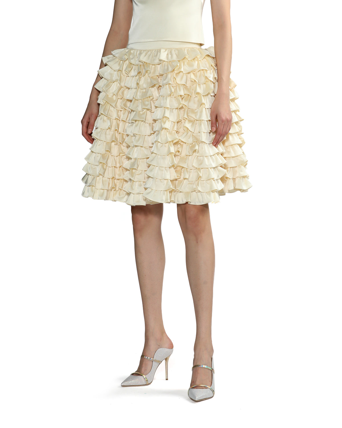 Mercerised ruffle skirt