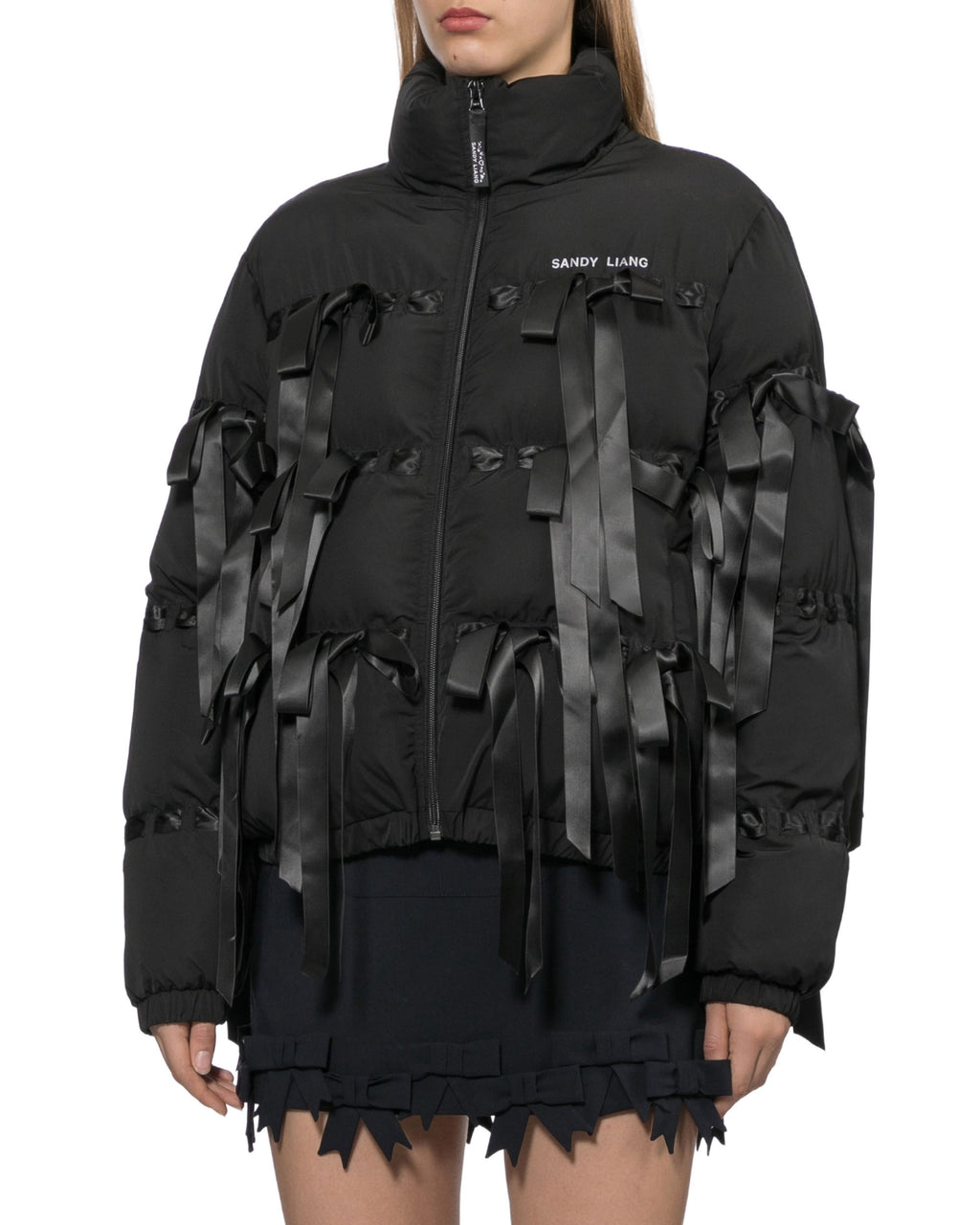 Ribbon puffer jacket