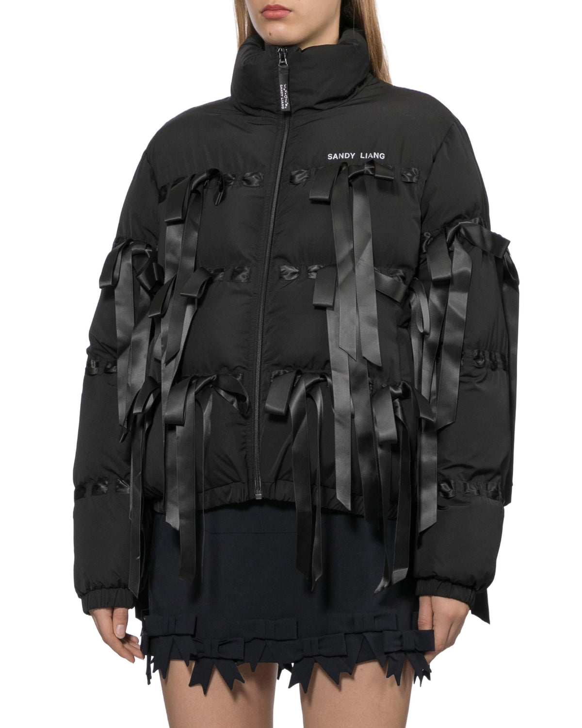 Ribbon puffer jacket