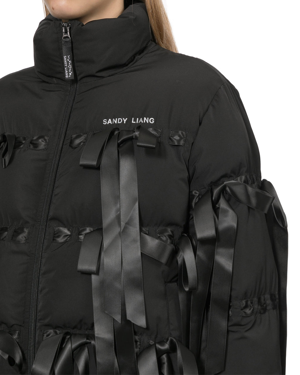 Ribbon puffer jacket