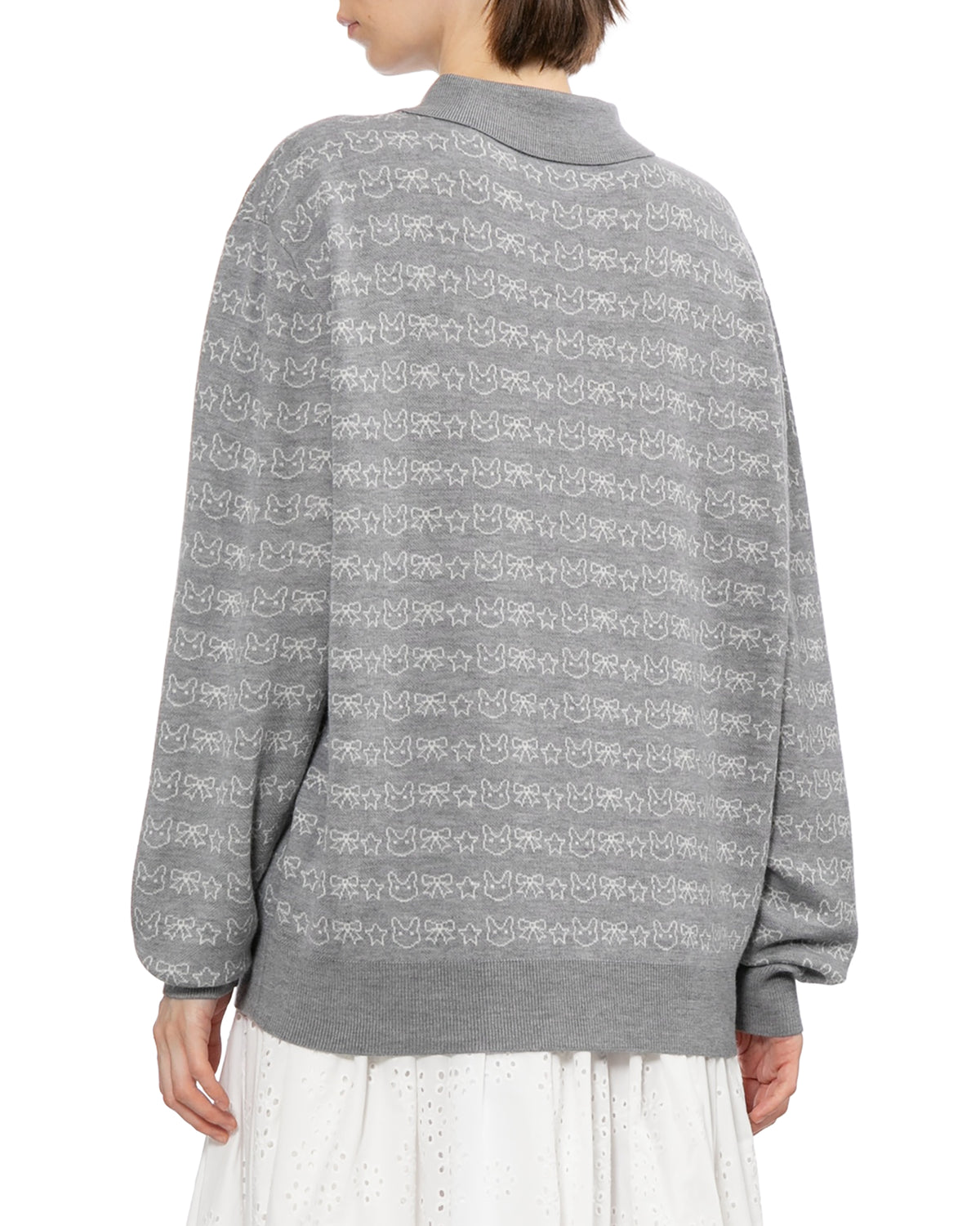 Printed polo sweater