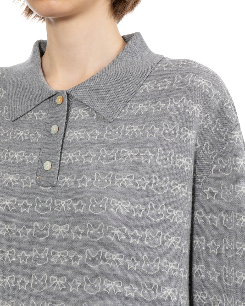 Printed polo sweater