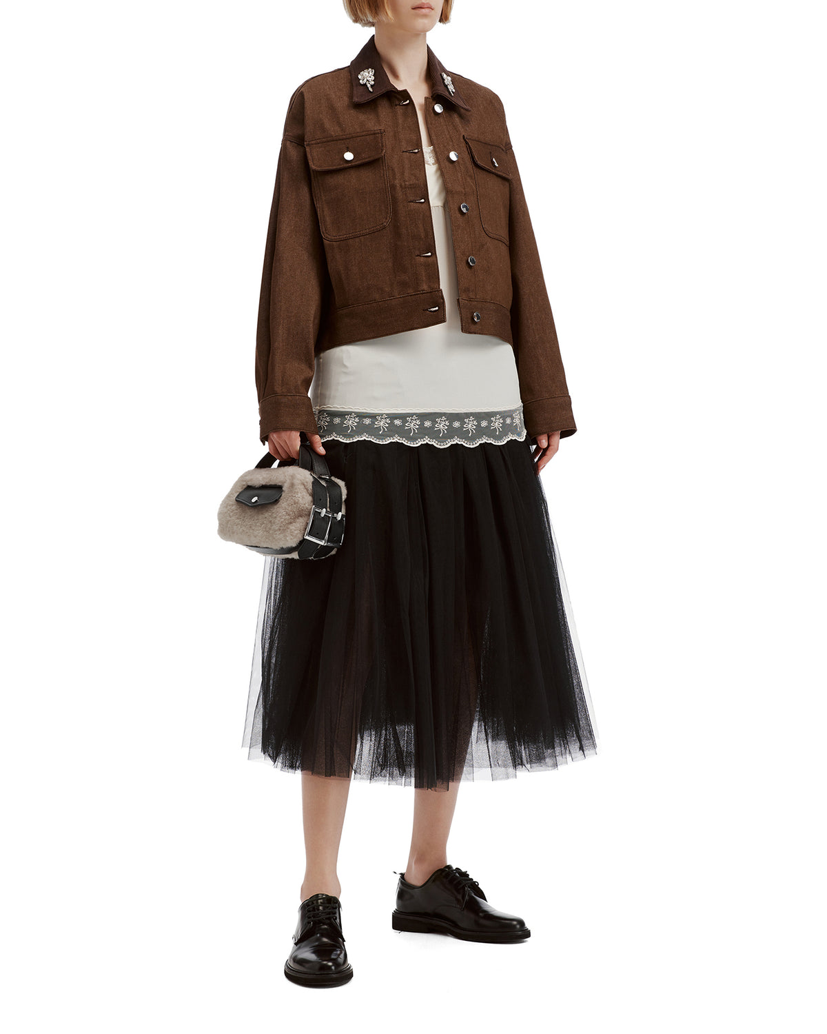 Mini faux fur biker belt bag
