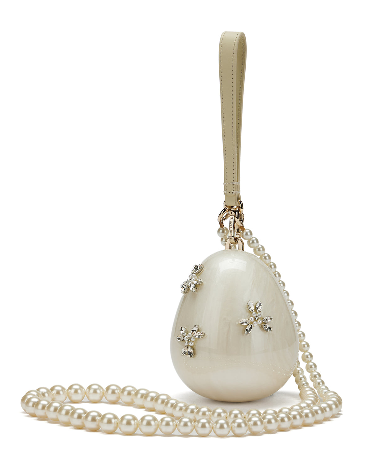 Embellished pearl crossbody micro egg bag